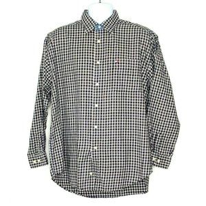 Tommy Hilfiger Plaid Button Down Shirt Long Sleeve Navy Blue
